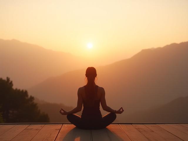 Yoga-Session mit Blick auf die Pyrenäen